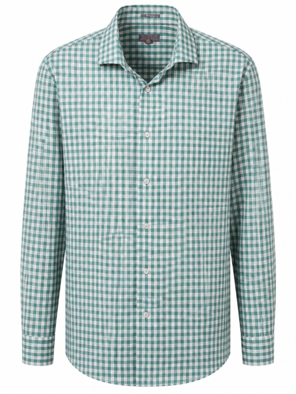 Calibrate No Iron Teal Checkered Gingham Men's Button Down Long Sleeve Shirt LG